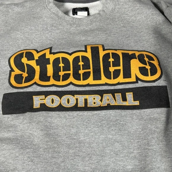 Vintage Pittsburgh Steelers Sweatshirt Mens Large Gray Starter Made USA NFL - Picture 2 of 11